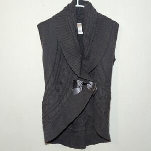 Gymboree Dark Gray Sweater Vest Shawl Collar Chunky Knit Girls Size S / 5-6